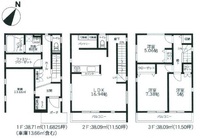 間取図/区画図:（１号棟）　3990万円　土地面積：59.30ｍ2　建物面積：114.89ｍ2