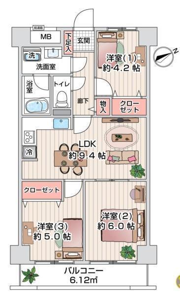 間取図/区画図:価格2150万円、専用面積56.81m2、バルコニー面積6.12m2
ウィルハウス新城「春の生活応援♪キャンペーン」
お引越し代若しくは家電20万円分プレゼント♪詳しくはお問合せ下さい。