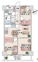 間取図/区画図:価格2150万円、専用面積56.81ｍ2、バルコニー面積6.12ｍ2
ウィルハウス新城「春の生活応援♪キャンペーン」
お引越し代若しくは家電20万円分プレゼント♪詳しくはお問合せ下さい。