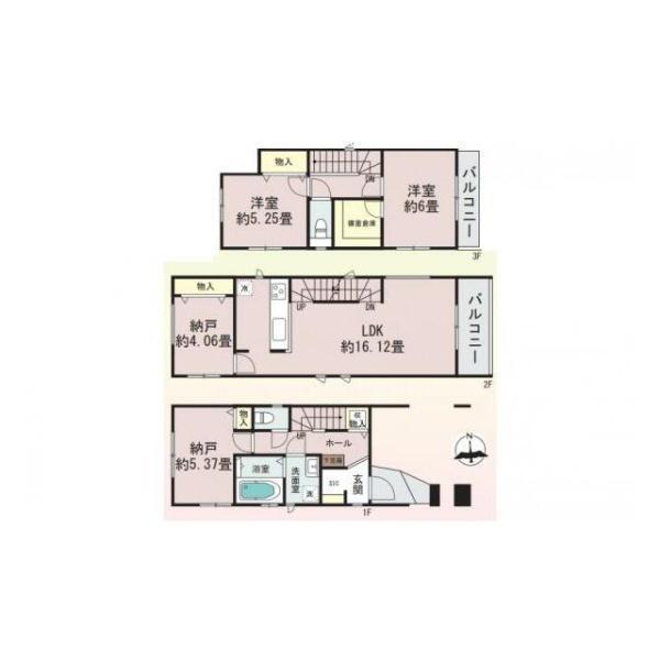 間取図/区画図:2LDK+2S