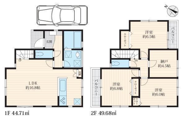 間取図/区画図:4LDK+SIC+カースペース 5380万円(税込)